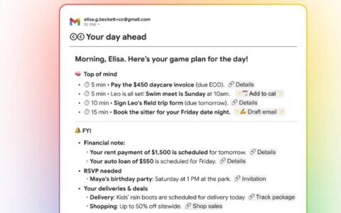 Google 推出 CC 全新 AI 生产力助理，会根据 Gmail、日历与云端硬盘数据发送每日行程和待办邮件