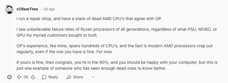 超衰網咖老闆！每 1~2 週就壞一顆 Ryzen 7 9800X3D 處理器，已經掛掉 15 顆 - 電腦王阿達