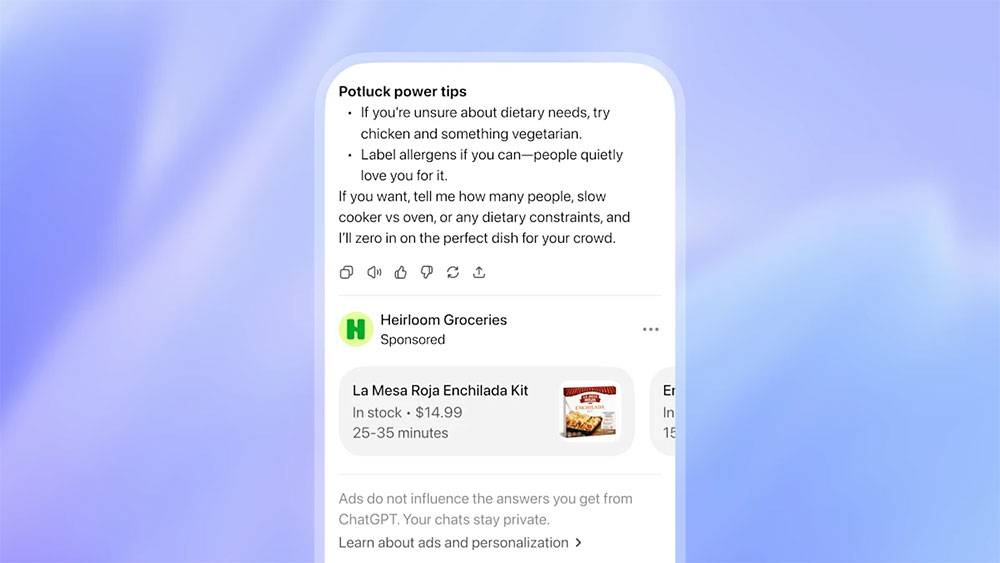 ChatGPT 免费帐号的无广告体验即将结束 - 