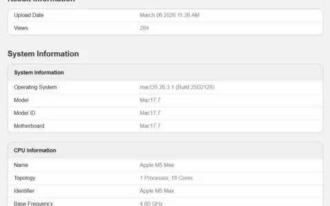 M5 Max 把 AMD Threadripper 按在地上磨擦，单核暴涨 34%